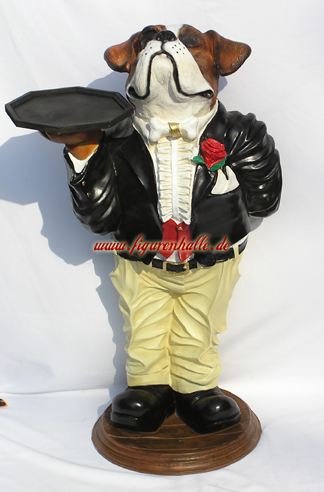 Bulldogge als Butler Figur