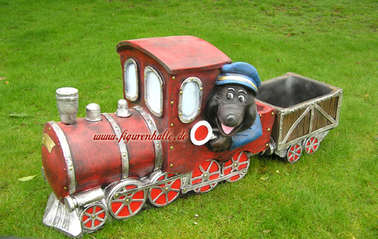 Maulwurf auf Eisenbahn Gartenfigur