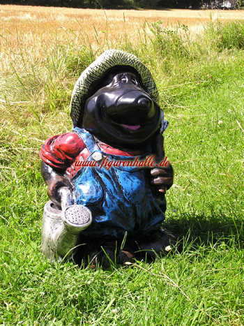 Maulwurf mit Kanne Gartenfigur