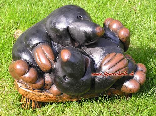 Maulwurf auf Gartenbank Gartendeko