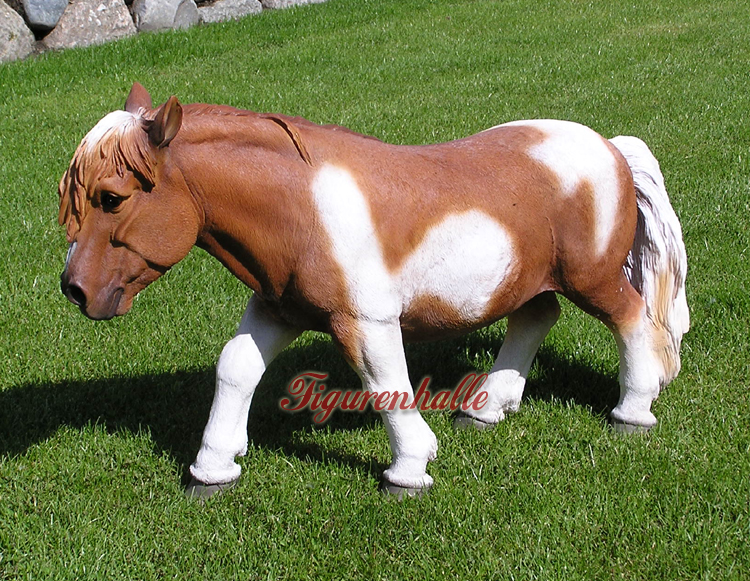 Pony braun weiss Tierfigur