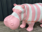 Preview: Hippo Figur rosa weiß ringel Lackierung