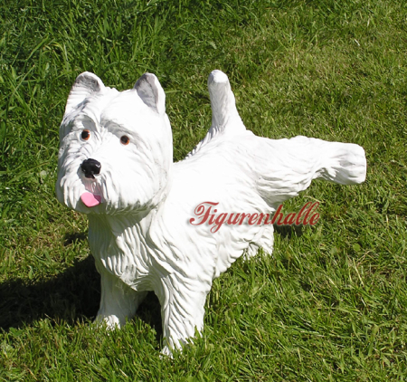 Preview: West Highland Terrier weiß lebensecht Statue