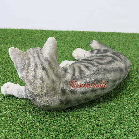 Preview: grau meliert Katze Figur lebensgroß Gratenfigur