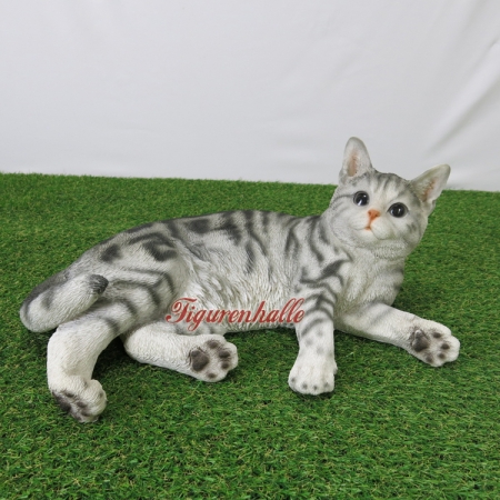 Katze Figur grau miliert Amerikanische Kurzhaarkatze