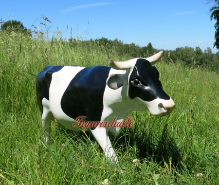 Preview: Kuh schwarz bunt Statue