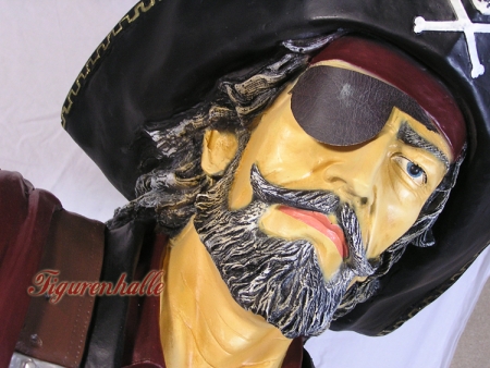 Preview: lebensgroße Piraten Statue mit Sebel