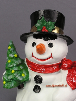 Preview: Schneemann mit Zylinder Hut Figur