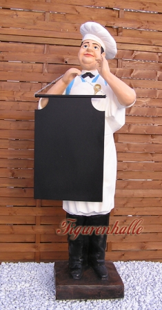 Koch Werbefigur mit Tafel