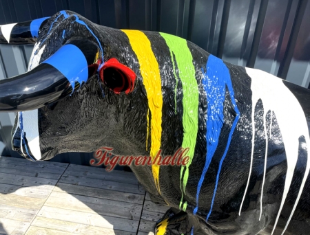 Preview: Riesen Stier Figur Aufstellfigur im Pop Art Style