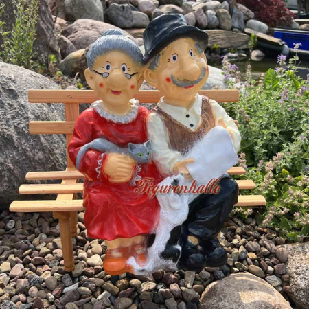 Oma und Opa auf Bank Gartenfigur