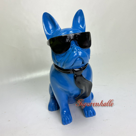 Blau Franbzösische Bulldogge mit Sonnenbrille Deko