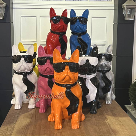 Große Französische Bulldoggen mit Sonnenbrille Figur