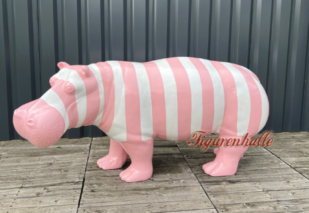 Preview: Fluspferd Hippo rosa Gartenfigur Pop Art