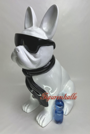 White bulldog as a decorative figure with tie