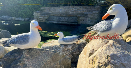 Preview: Möwe auf Felsen lebensecht Figur