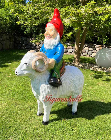 Preview: Gartenzwerg auf Ziegenbock Gartenfigur