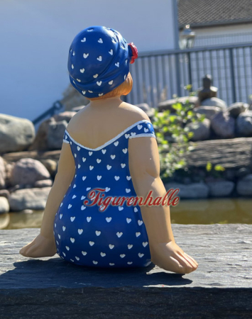 Preview: Schwimmerin Figur Badeanzug blau mit Punkten