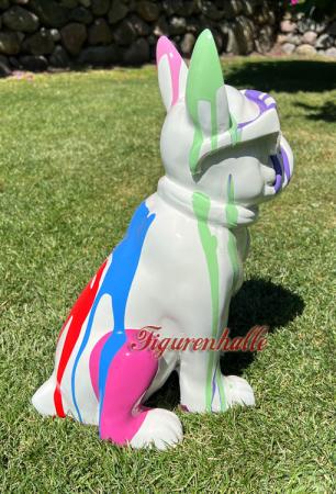 Preview: Bulldogge mit Farbe Dekofigur günstig