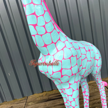Preview: Giraffe Rosa Pink Statue Garten Deko