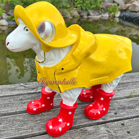 Ostsee Deich Schäfchen im Regenmantel Figur