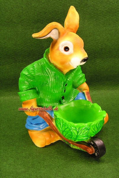 Osterhase Figur Schubkarre