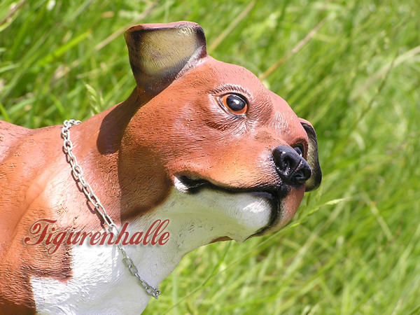 Lebensechter Pit Bull Terrier als Gartenfigur