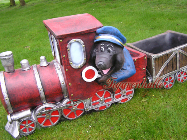 Maulwurf auf Eisenbahn Gartendekoreation rot