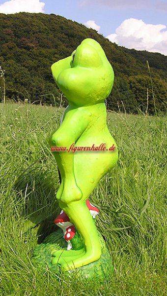 Frosch mit Pilz Statue