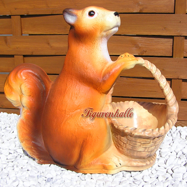 Squirrel decorative statue with planter basket