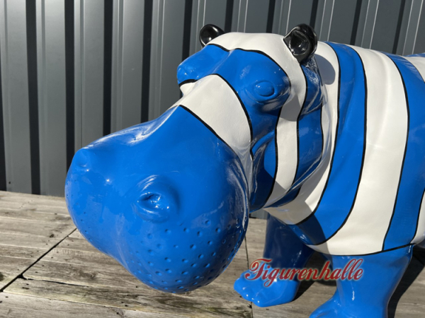 Hippo Figur blau weiß große gestreift
