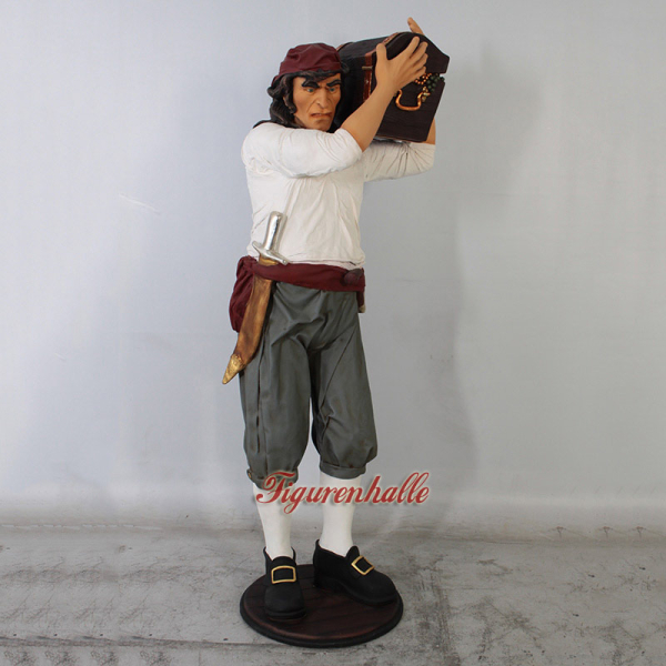 Seeräuber Figur mit Truhe zur Deko
