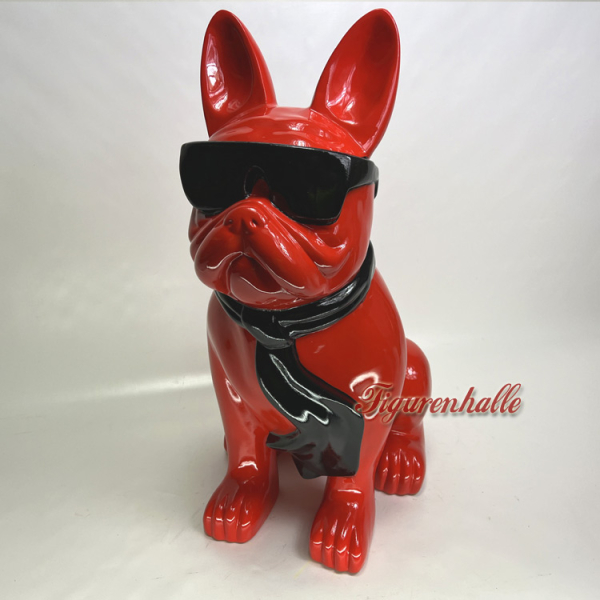 Bulldog with sunglasses and tie as a figurine