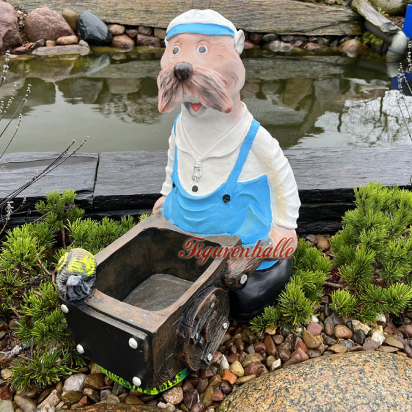 Seal with wheelbarrow garden figure