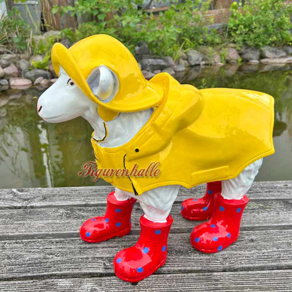 Deich Schaf mit Regenmantel Nordsee Figur und Statue