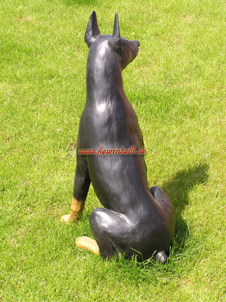 Doberman sitting statue