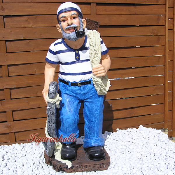 Seemann Dekofigur mit Fischernetz und Anker