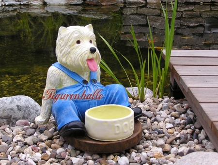Preview: West Highland Terrier Figur mit Fressnapf Preview: West Higland Terrier Statue