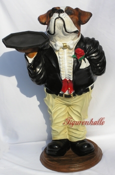 Preview: Bulldogge als Butlerfigur Mr. Dog Preview: Bulldogge mit Tablett Figur