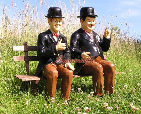 Preview: Dick und Doof auf Bank Preview: Gartenfigur Oliver Hardy und Stan Laurel