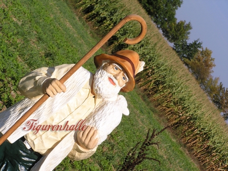Preview: Schäfer lebensgroß Dekofigur Preview: Berg Schäfer groß Aufstellfigur mit Hirtenstarb
