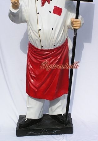 Preview: Koch mit Schürze und Menütafel als Werbeaufsteller Preview: Straßen Restaurant Werbung als Figur