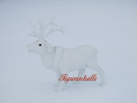 Schneehirsch Winter Deko Statue