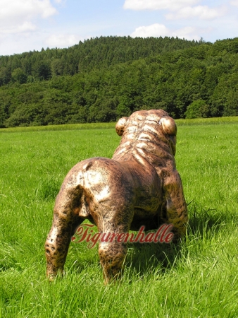 Preview: Englische Bulldogge als Aufstellfigur Tierfigur Preview: Bronze Bulldogge Statue groß