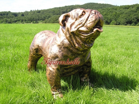 Preview: Englische Bulldogge als Aufstellfigur Tierfigur Preview: Bronze Optik Bulldogge Figur