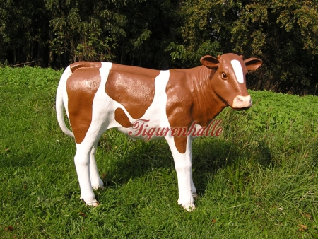 Preview: Kalb Figur lebensgroß braun bunt Dekofigur Preview: Kalb Aufstellfigur braun bunt