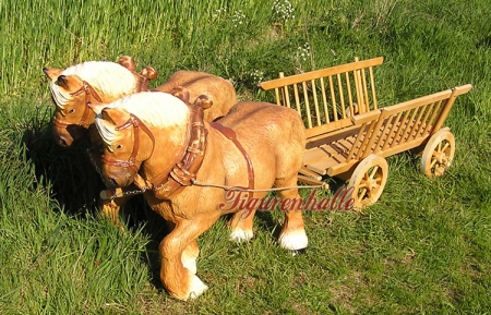 Pferdegespann mit Kutsche Gartenfigur