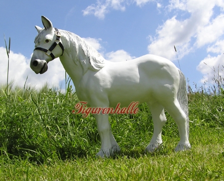 Preview: Pferd Schimmel als Gartenfigur Preview: Weißes Pferd Dekofigur