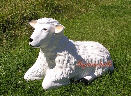 Preview: Schaf Tierfigur liegend Preview: Deko Schaf