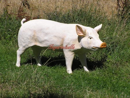 Preview: Schwein in Lebensgröße Tierfigur Preview: Großes Dekorations Schwein als Figur
